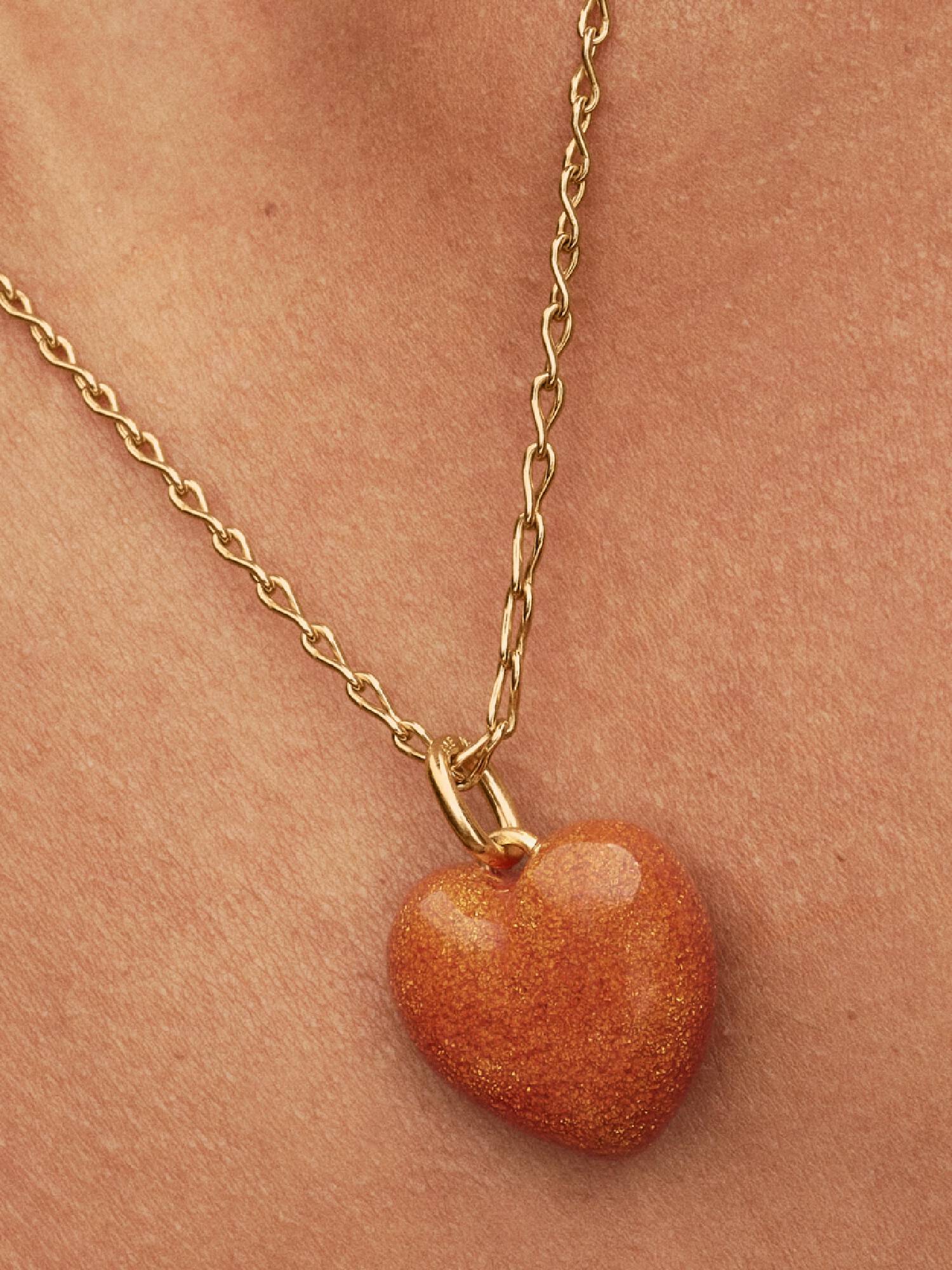 Charm-pendentif Cœur bombé orange
