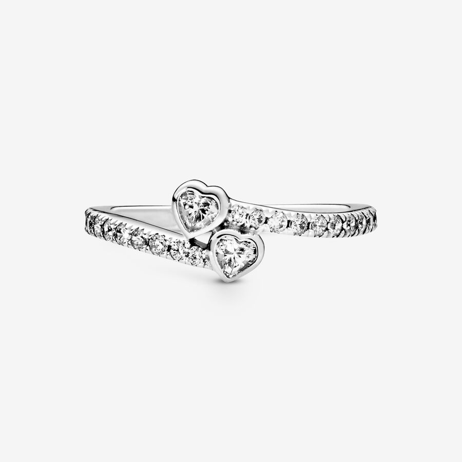 Hearts of Pandora Ring with Cubic Zirconia, Sterling silver