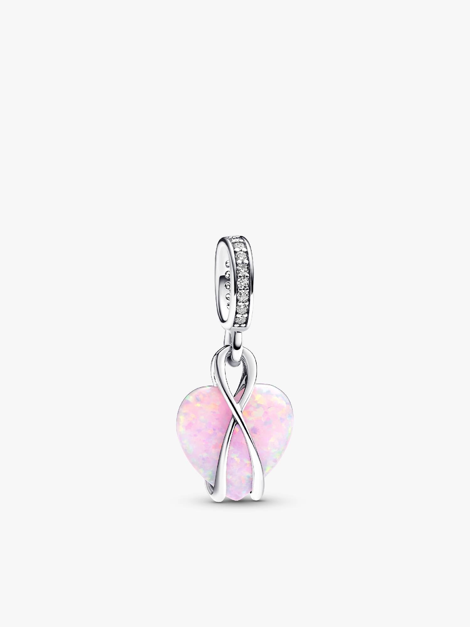 Charm-pendentif en forme de cœur opalescent « Maman »