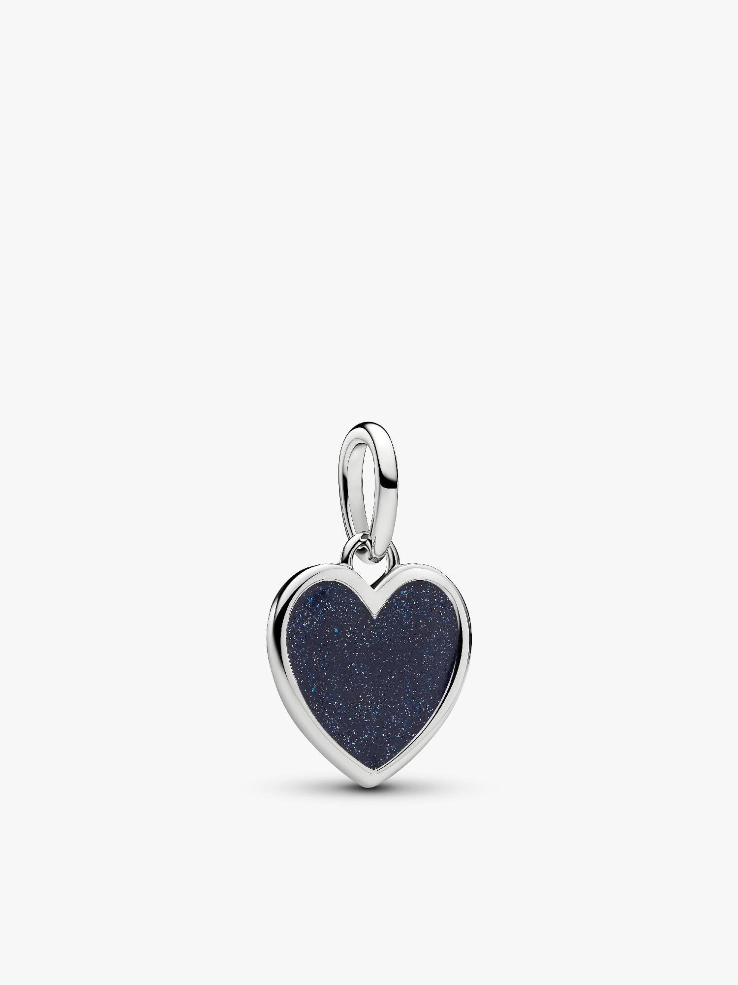 Engravable Blue Heart Dangle Charm, Platinum Plated