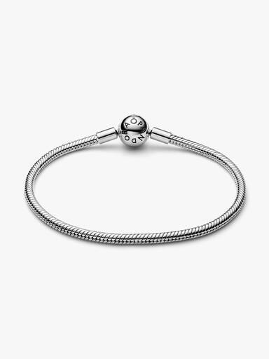 Bracelet à fermoir à bille et à chaîne serpentine Pandora Moments plaqué au platine