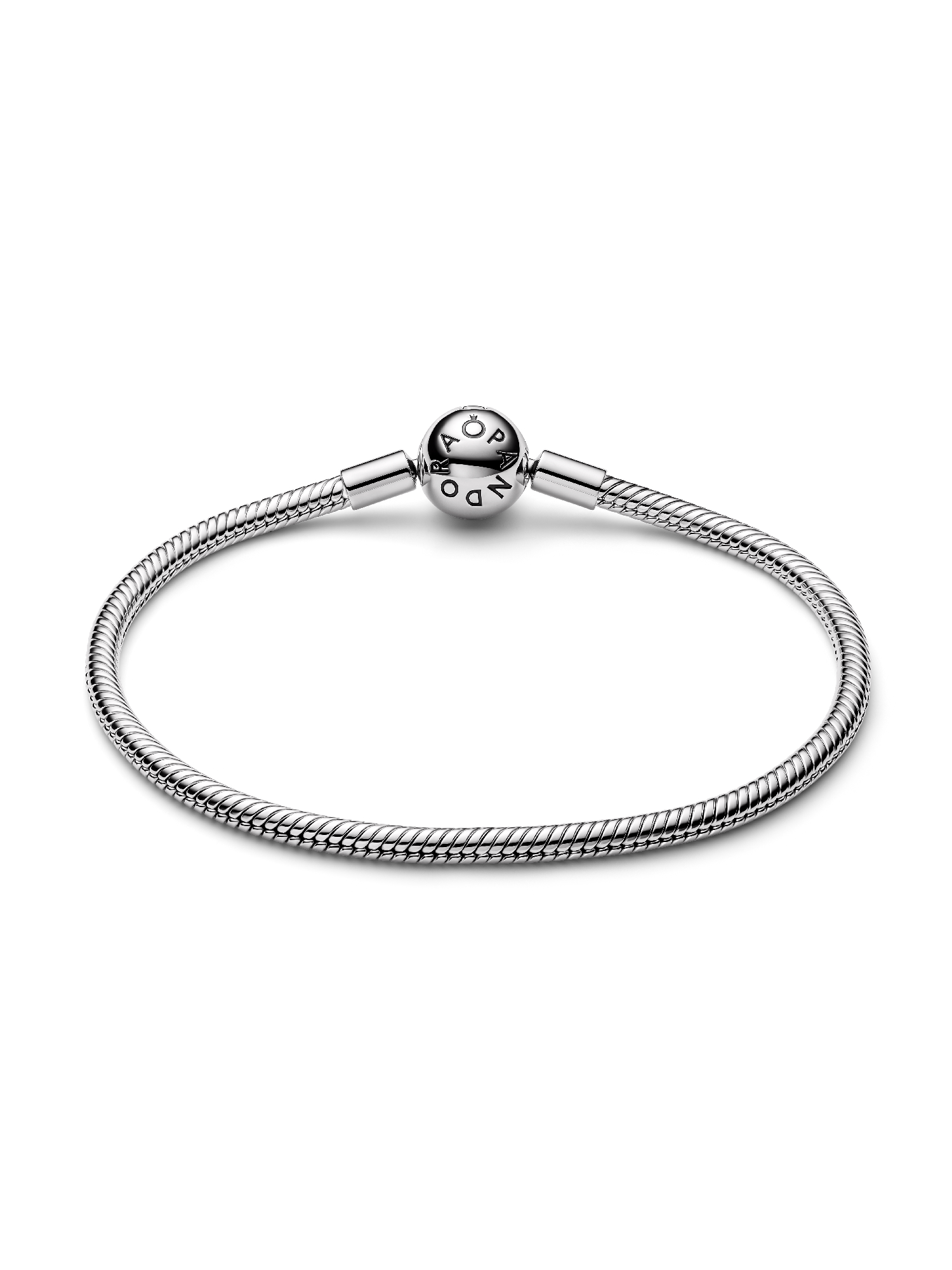 Pandora Moments Ball Clasp Snake Chain Bracelet, Platinum Plated