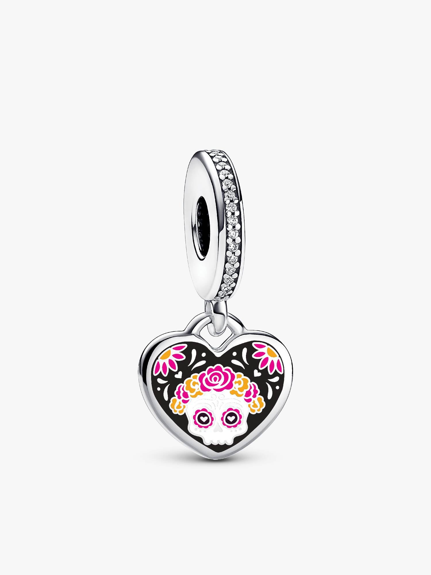 Day of the Dead Sugar Skull Heart Dangle Charm