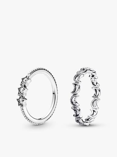 Celestial Star & Moon Ring Stack