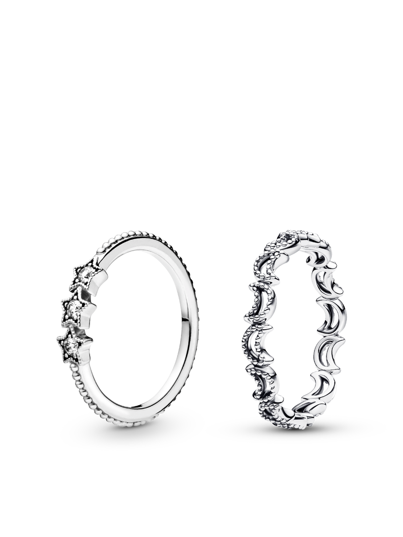 Celestial Star & Moon Ring Stack