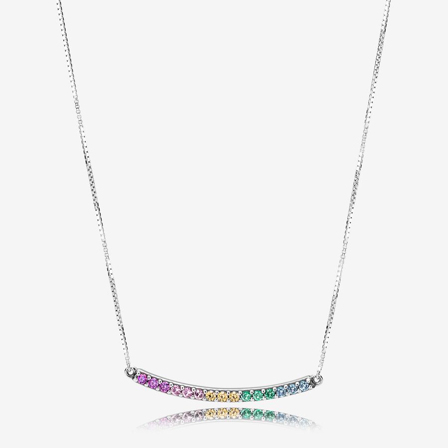 FINAL SALE - Limited Edition Multi-coloured Curved Bar Necklace image number 0