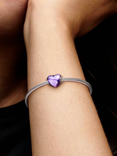 Charm Cœur mauve en métal