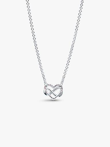 Sparkling Pink Infinity Heart Collier Necklace