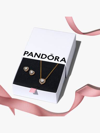Golden Elevated Heart Necklace & Earrings Gift Set
