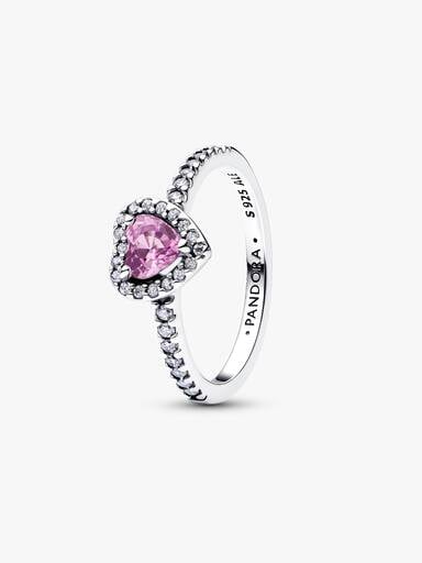 Bague Cœur surélevé mauve pâle
