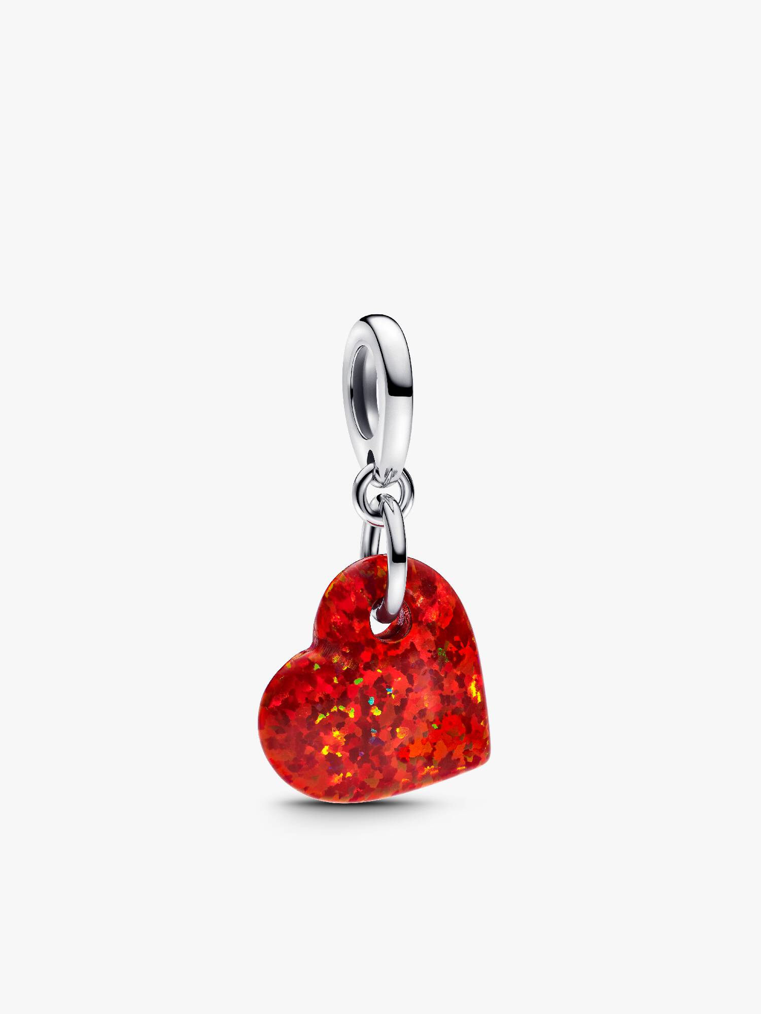 Opalescent Red Heart Dangle Charm