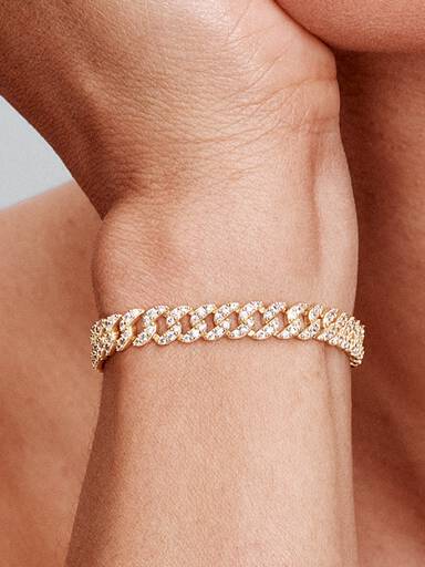 Bracelet à chaîne cubaine pavé