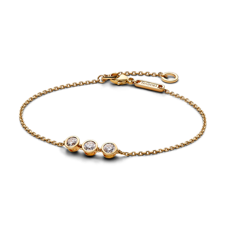 Pandora Era Bezel Triple Lab-grown Diamond Chain Bracelet 0.45 carat tw 14k Gold