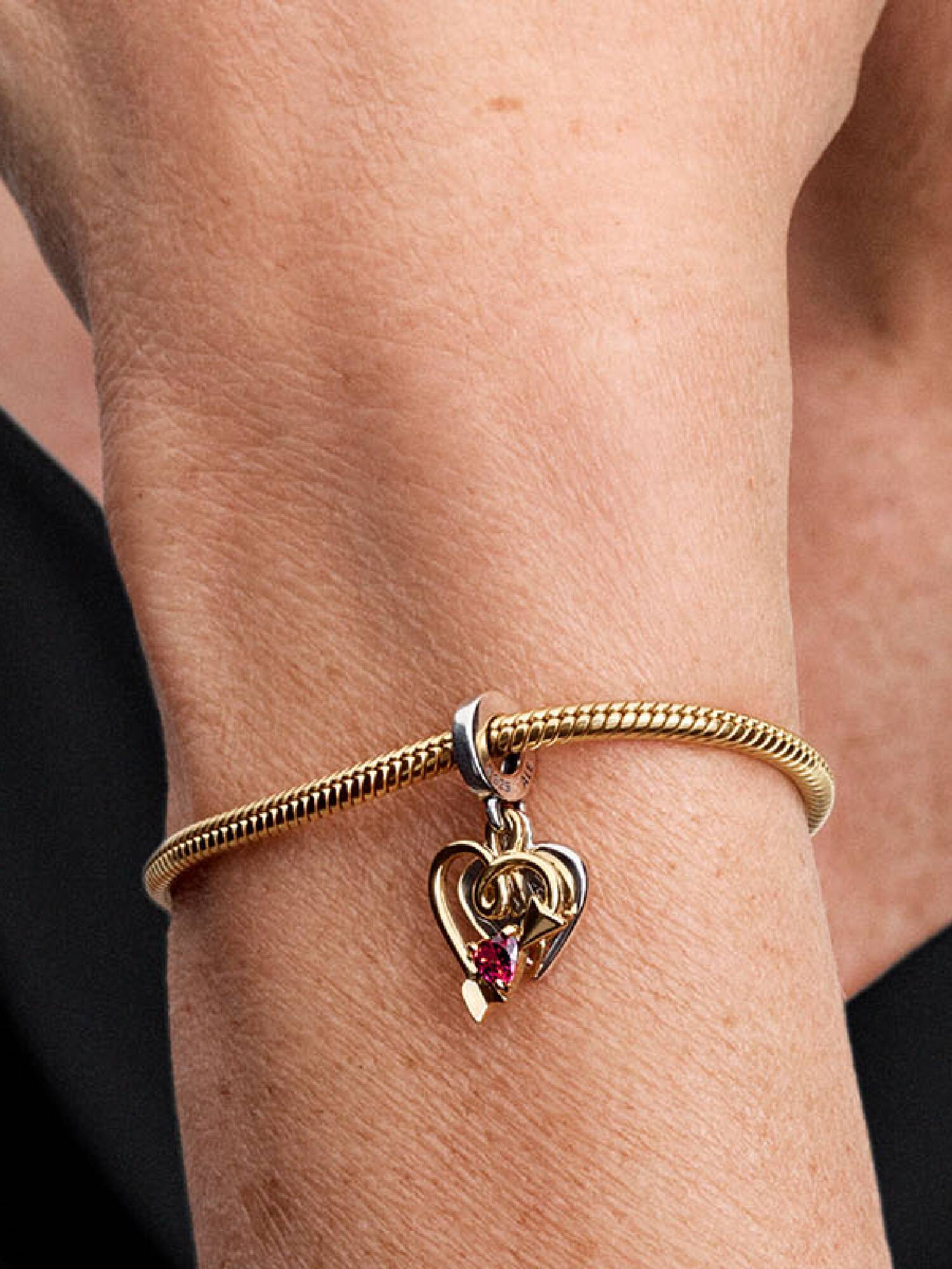Charm-pendentif double Cœur et flèche à graver