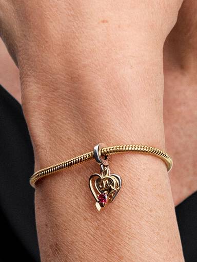 Charm-pendentif double Cœur et flèche à graver