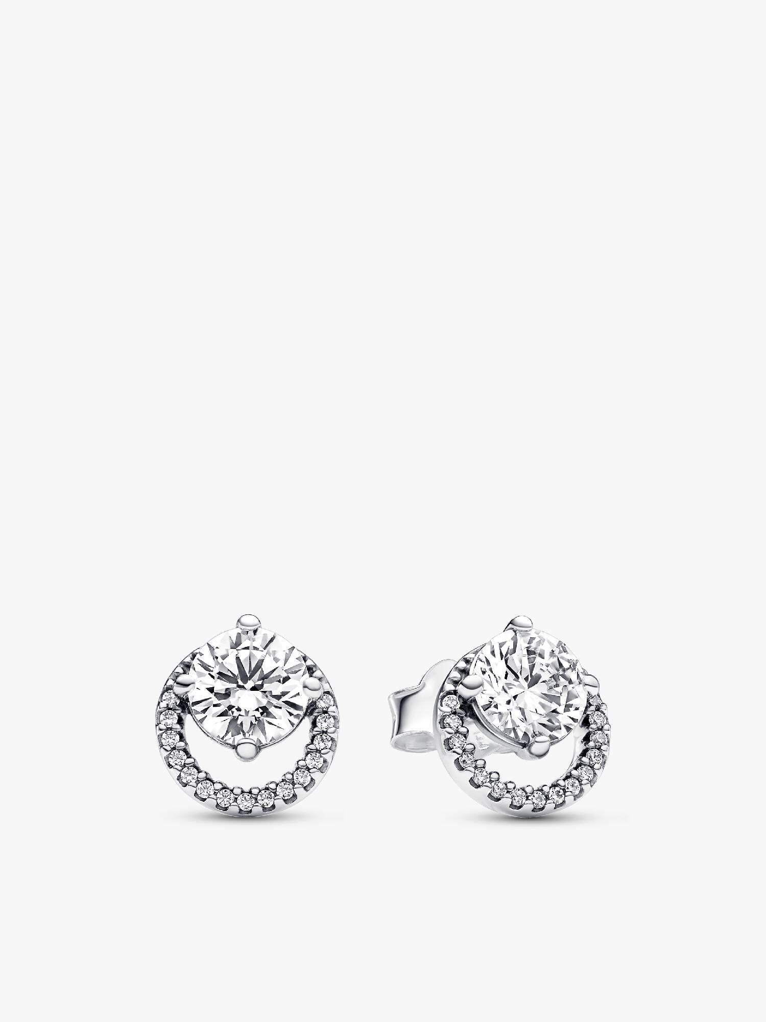 Sparkling Round Halo Stud Earrings