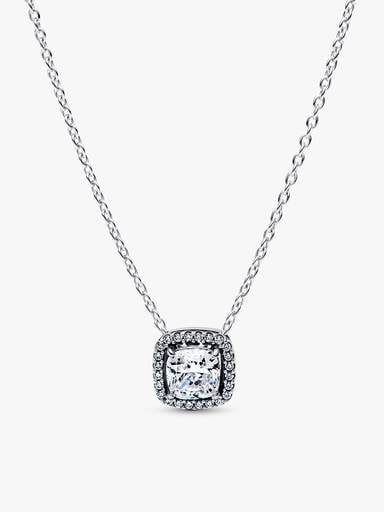 Ensemble-cadeau collier et boucles d'oreilles Halo carré scintillant