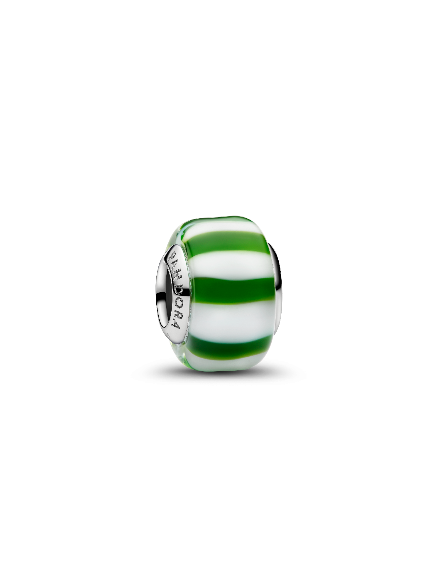 Green Peppermint Murano Glass Charm, Platinum Plated