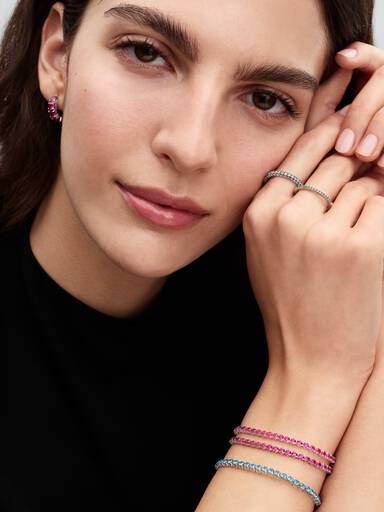 Bracelet tennis rose scintillant