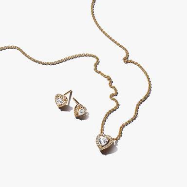 Ensemble cadeau de bijoux à cœur surélevé étincelant