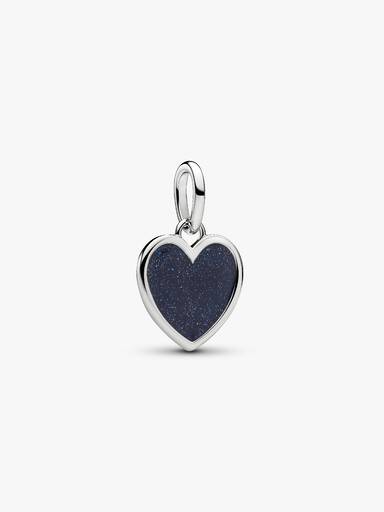 Engravable Blue Heart Dangle Charm, Platinum Plated