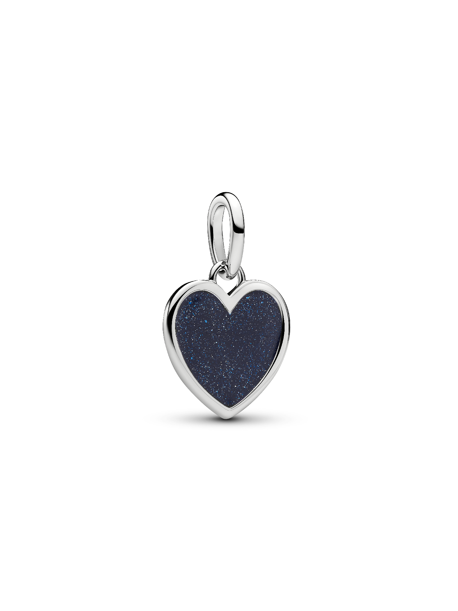 Engravable Blue Heart Dangle Charm, Platinum Plated
