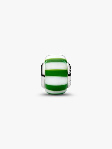 Green Peppermint Murano Glass Charm, Platinum Plated