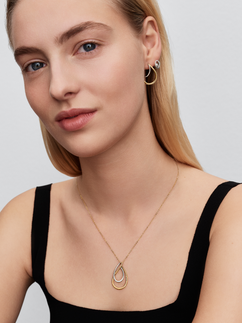 Organically Shaped Two-Tone Double Hoop Earrings