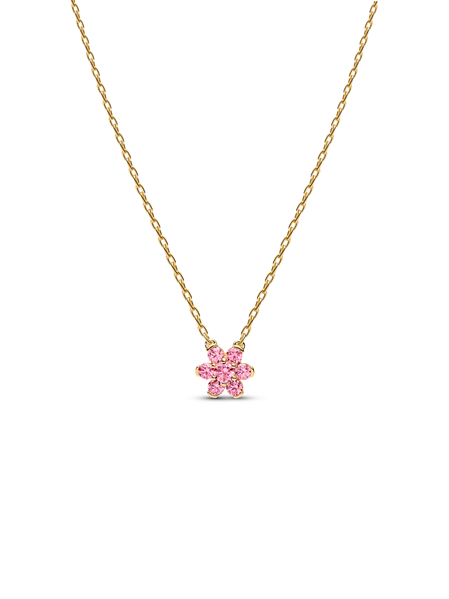 Sparkling Pink Flower Pendant Necklace