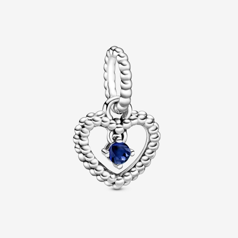VENTE FINALE - Breloque cœur perlée bleu de mer de septembre image number 0