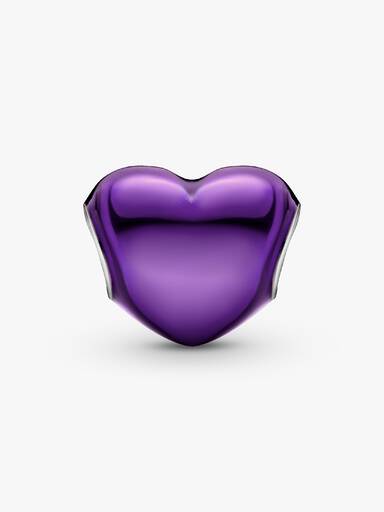Charm Cœur mauve en métal