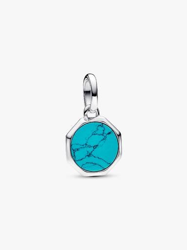 FINAL SALE - Turquoise-coloured Engravable Mini Medallion Charm