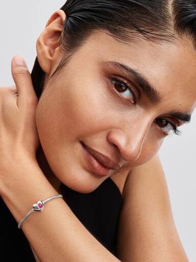 Charm Cœur avec pierre rose d'octobre gravable
