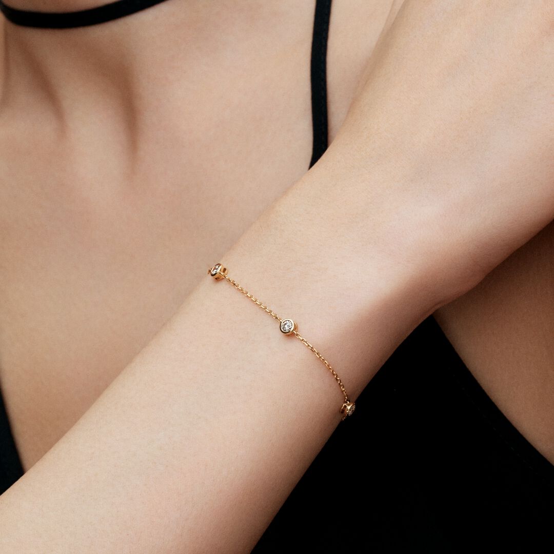 Pandora Era Bezel Lab-grown Diamond Station Chain Bracelet 0.40 carat tw 14k Gold