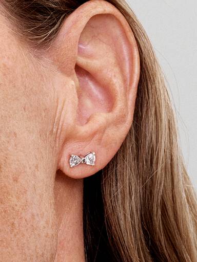 Small Sparkling Bow Stud Earrings