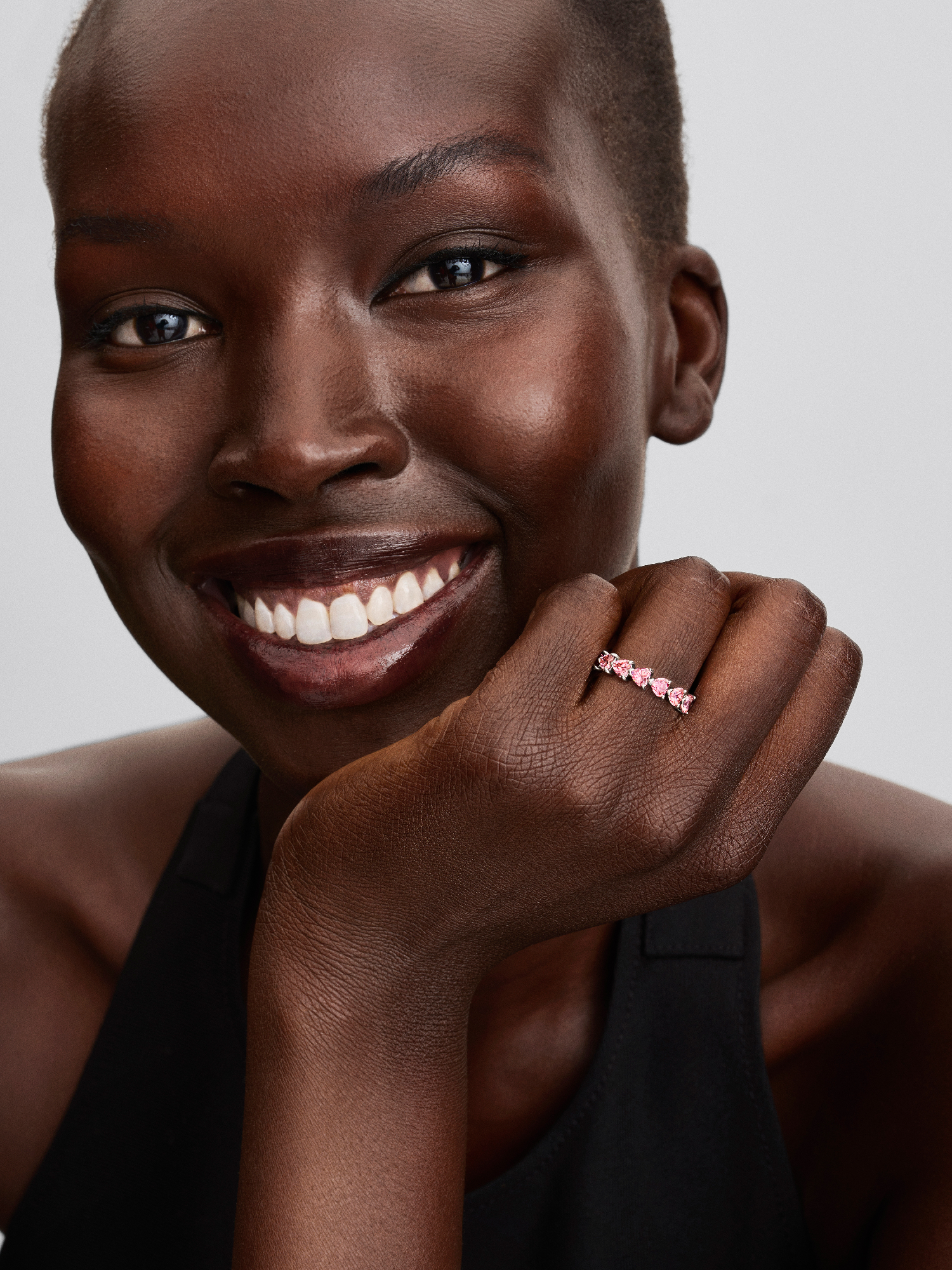 Band of Pink Hearts Ring