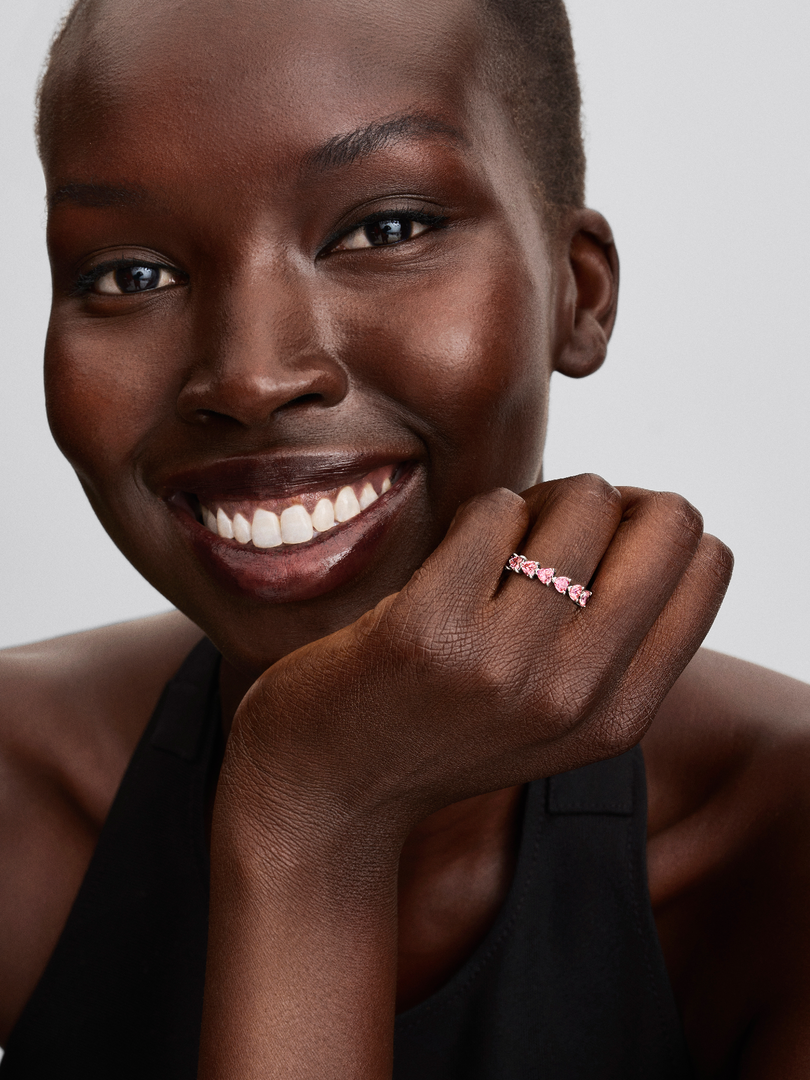 Band of Pink Hearts Ring