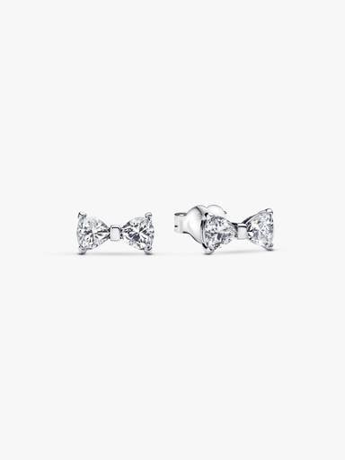 Small Sparkling Bow Stud Earrings