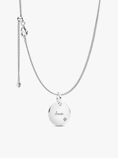 Collier à pendentif gravable avec diamant cultivé en laboratoire