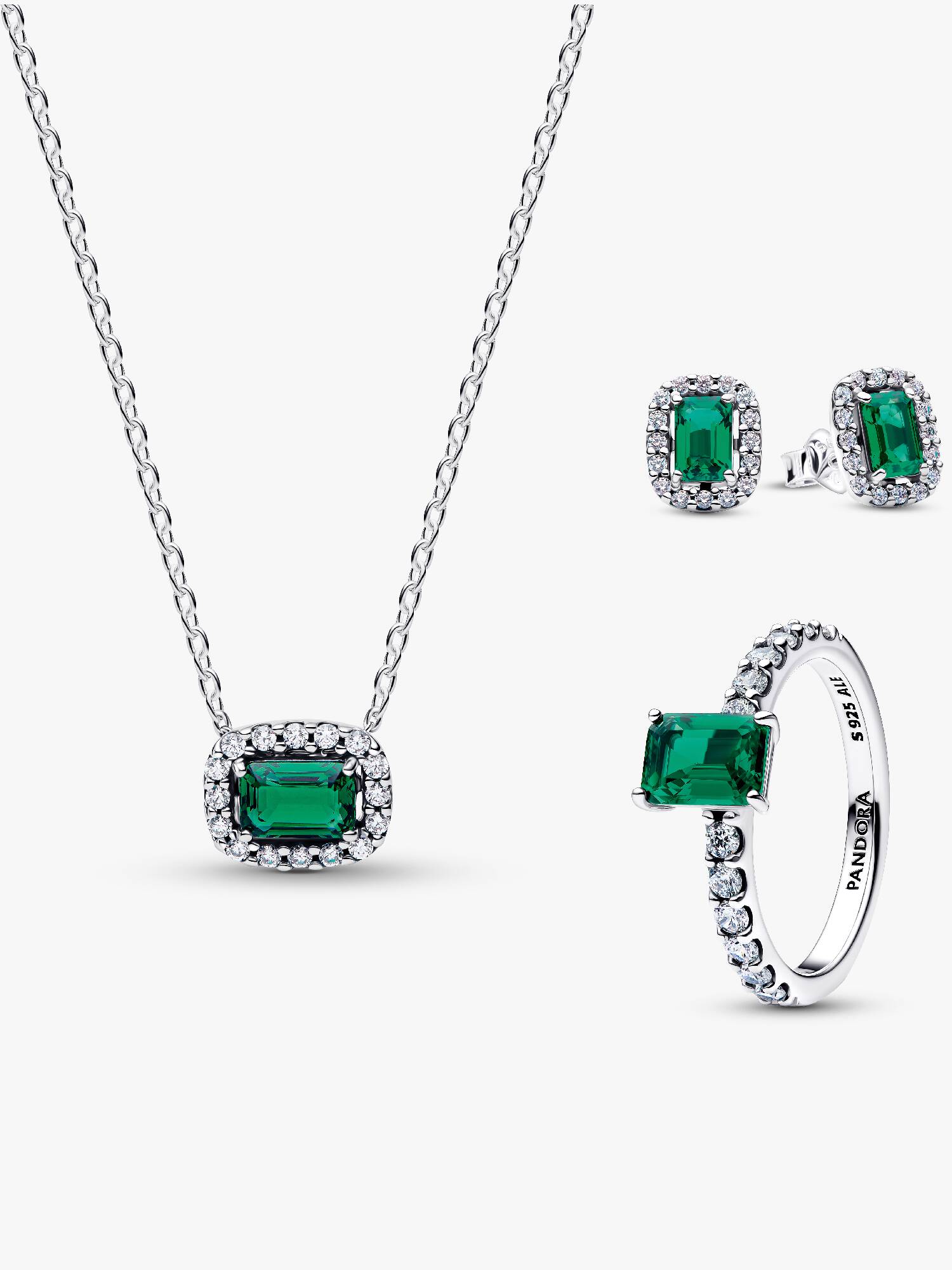 Sparkling Green Halo Matching Jewellery Set