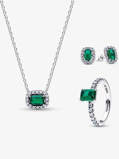 Sparkling Green Halo Matching Jewellery Set