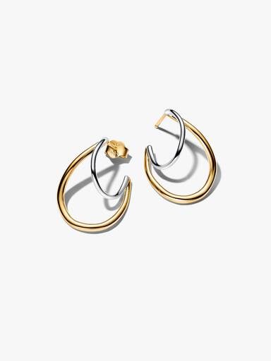 Organically Shaped Two-Tone Double Hoop Earrings