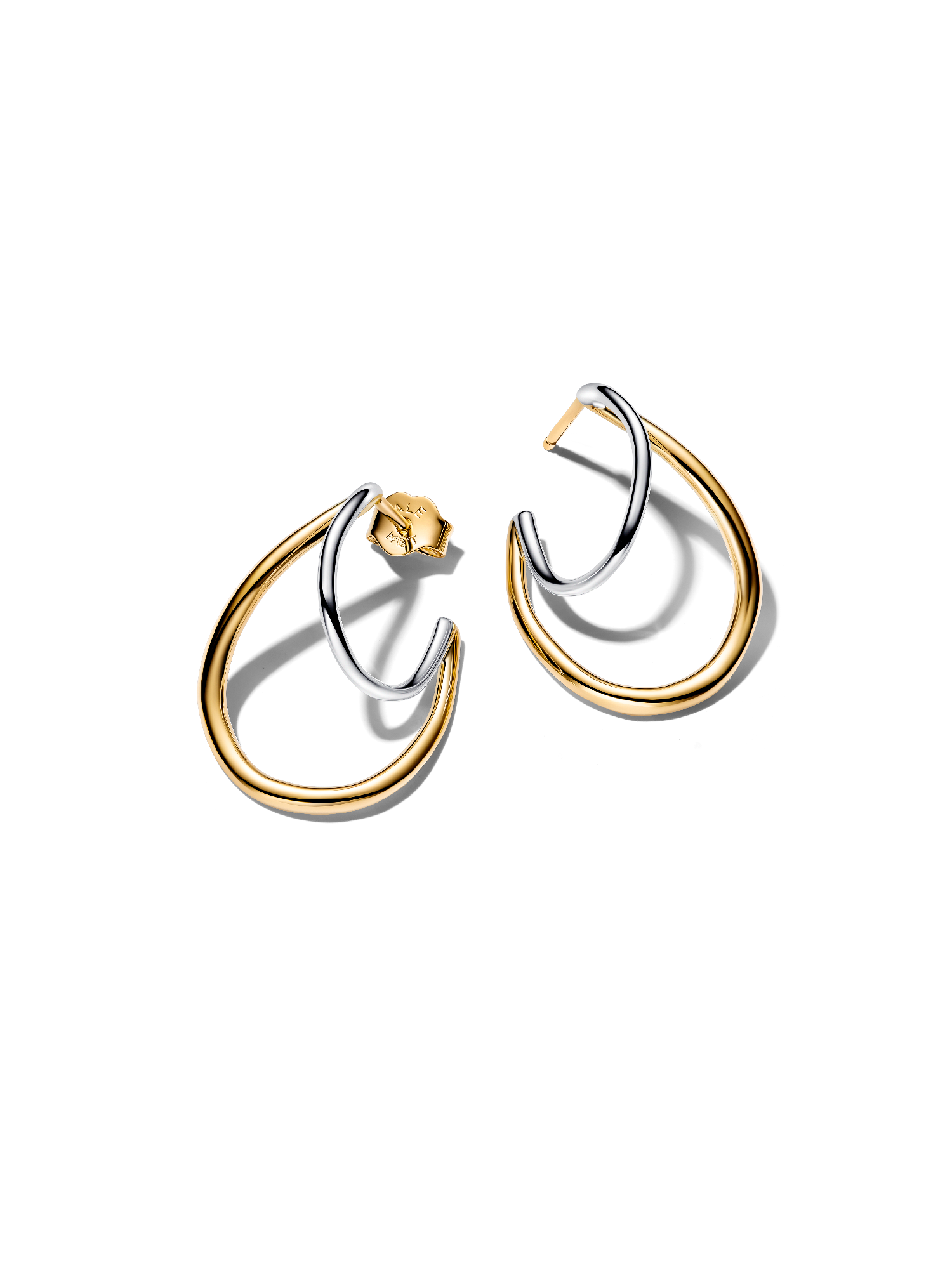 Organically Shaped Two-Tone Double Hoop Earrings
