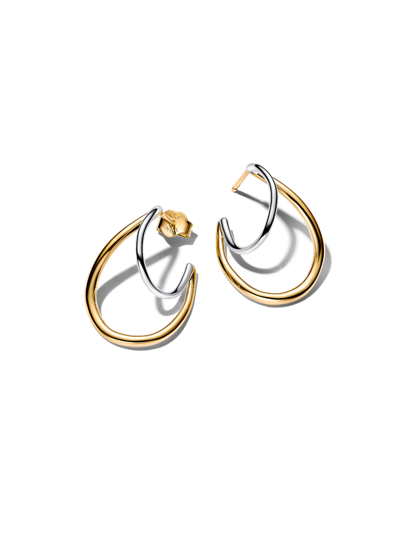 Organically Shaped Two-Tone Double Hoop Earrings