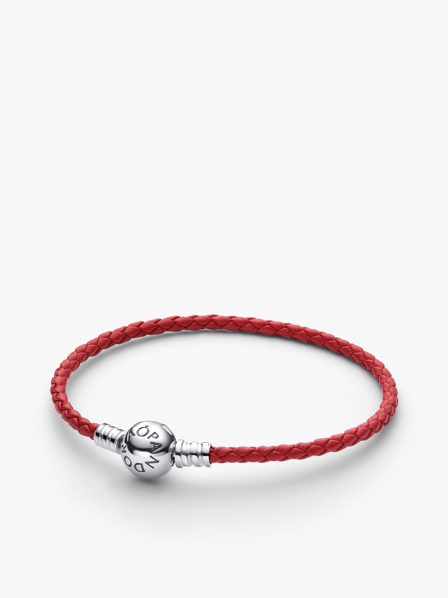 Bracelet en cuir tressé rouge