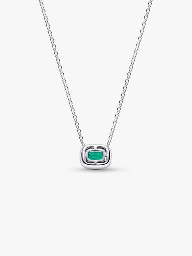 Collier à pendentif Halo vert scintillant rectangulaire