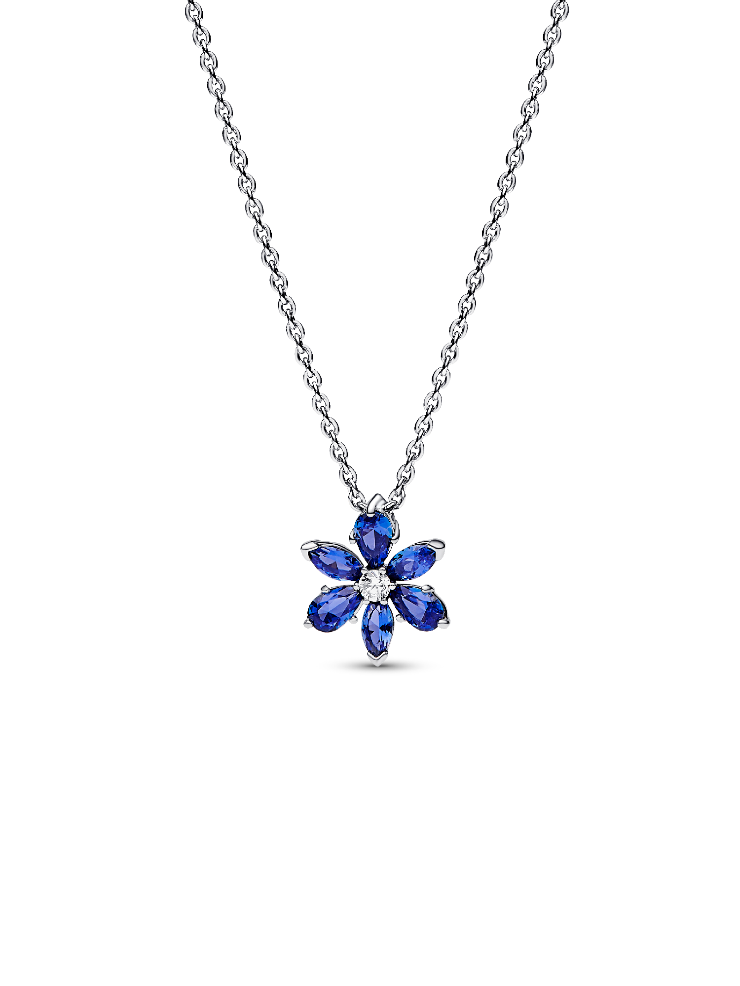 PANDORA ブルーフラワーピアス＆ネックレスセット　シルバー925 PANDORA ブルーフラワーピアス＆ネックレスセット シルバー925
