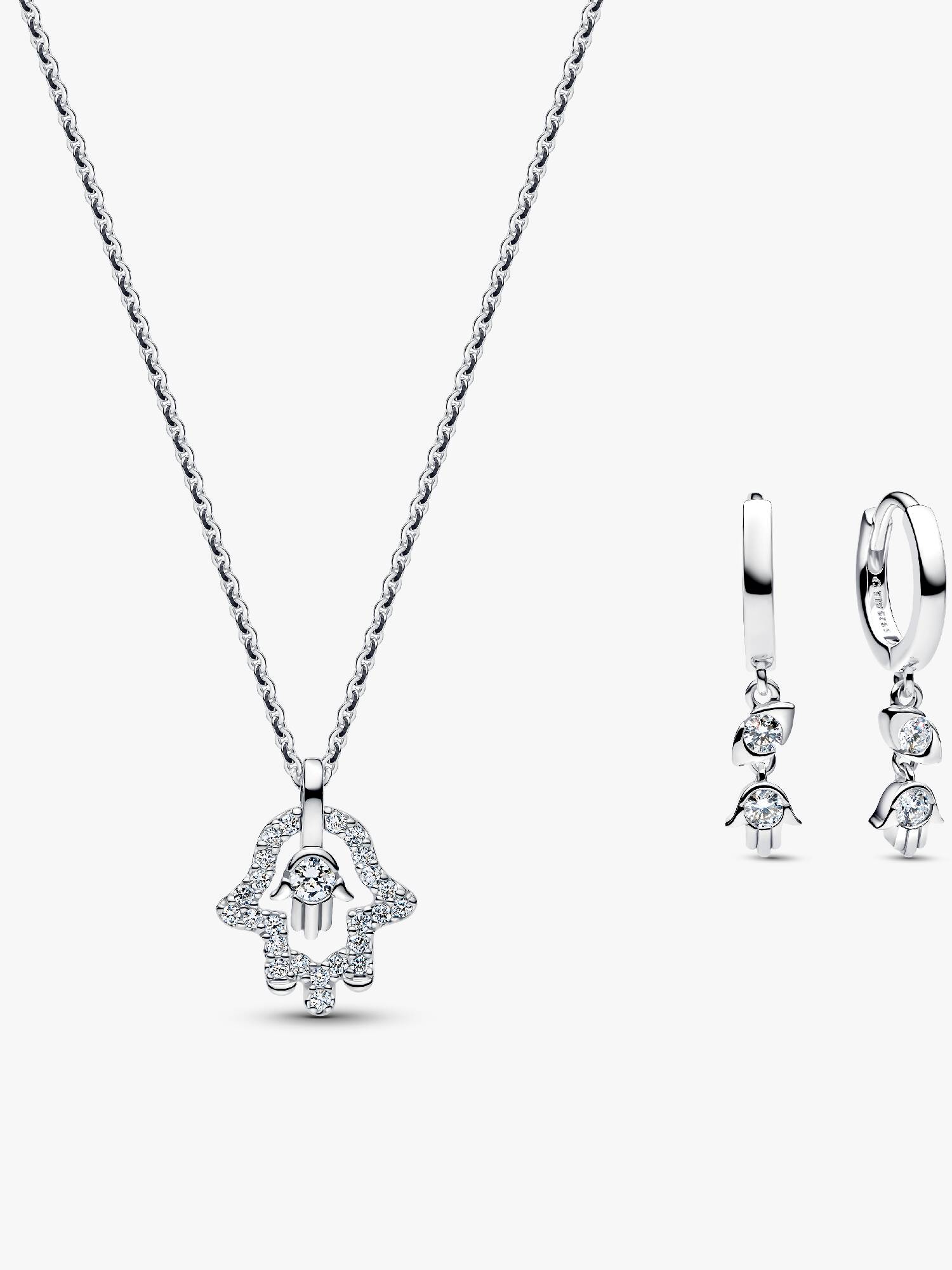 Pandora Talisman Lab-Grown Diamond Hamsa Hand Necklace & Earrings Set