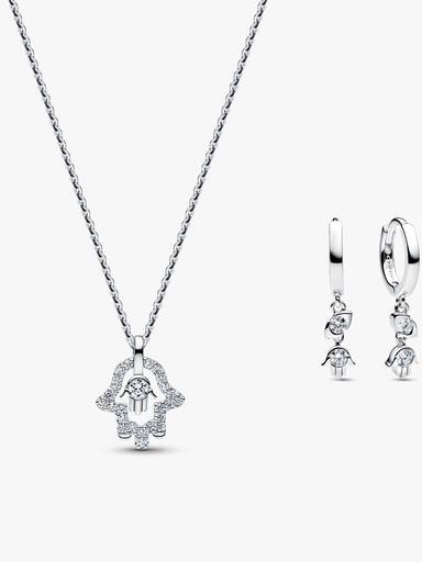 Pandora Talisman Lab-Grown Diamond Hamsa Hand Necklace & Earrings Set