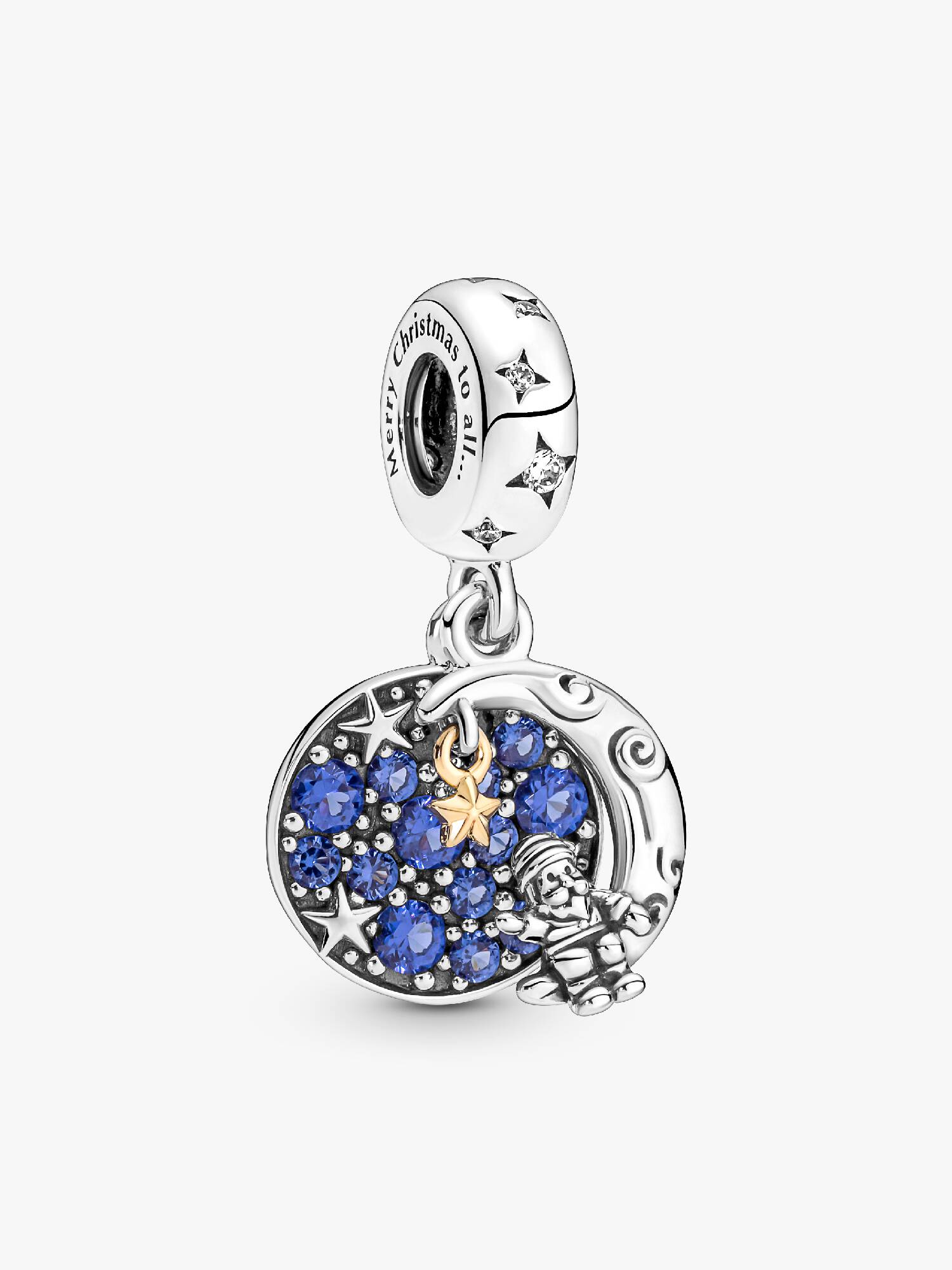 VENTE FINALE - Charm-pendentif double Père Noël sur la lune